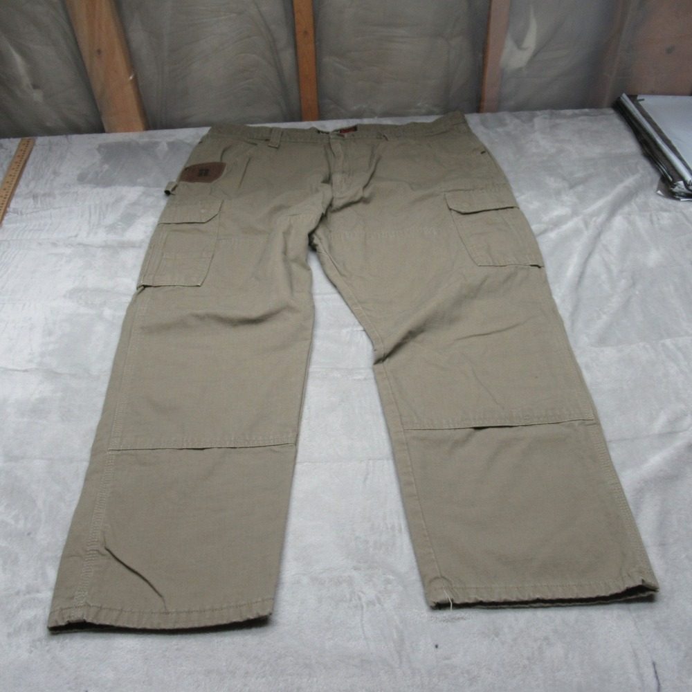 Wrangler RIGGS Pants Mens 42x29 Green Workwear Lined Cargo Ripstop 3W065BR
